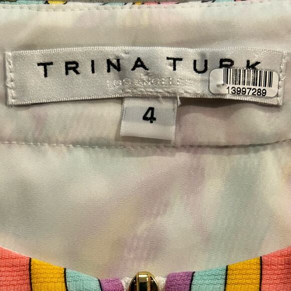 Trina Turk $328 floral arboretum pastel orange purple mini dress sz 4 cotton - Picture 9 of 11